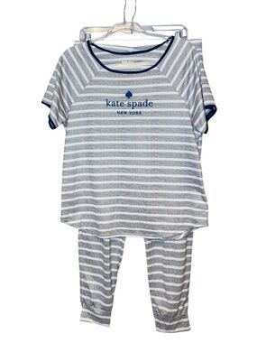 kate spade gray & white with navy trim Short Sleeve Pajama Set style S92166F